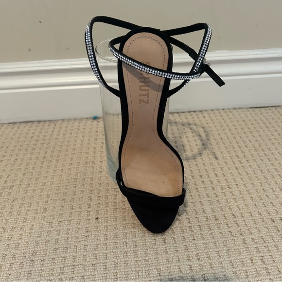 Schutz high heeled black suede feel sandal size 7.5 - Picture 2 of 5